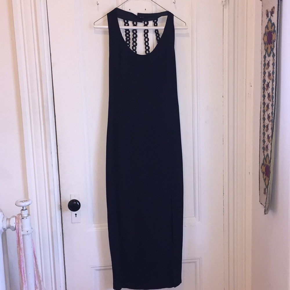 Vintage Black Evening Dress w/ Embroidered Straps